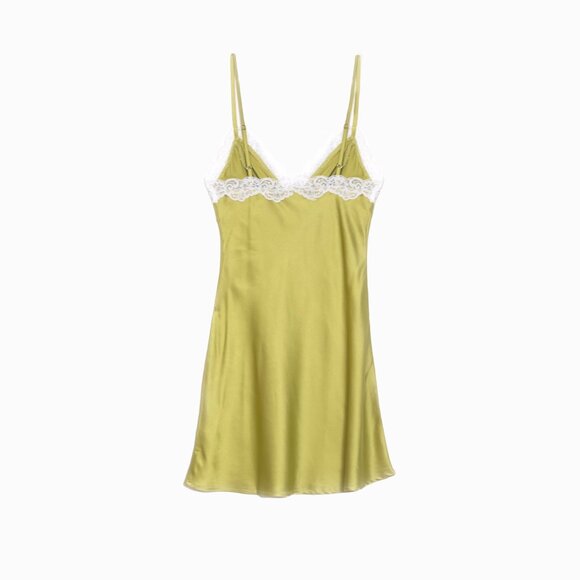 Los Feliz Satin Mini Slip Dress Moss Green S,M,L - Picture 5 of 6